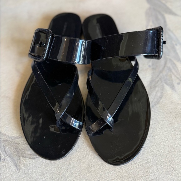 NWOT VERONICA BEARD Salva Jelly Flat Summer Beach Sandal Flip Flop Buckle 7 - Picture 6 of 9